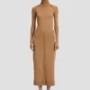 Midi-rok met knopen in camel Midi-rok met knopen in camel