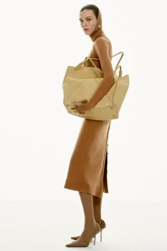 Midi-rok met knopen in camel Midi-rok met knopen in camel