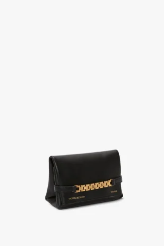 Mini-tasje met ketting in zwart leer