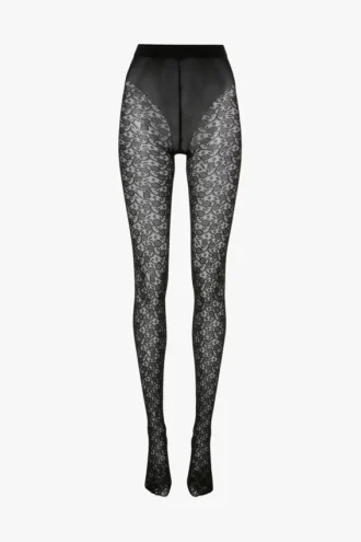 Monogram kanten panty in zwart