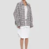 Ontspannen cocoon-shacket in blauw-rood geruit Ontspannen cocoon-shacket in blauw-rood geruit