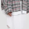 Ontspannen cocoon-shacket in blauw-rood geruit Ontspannen cocoon-shacket in blauw-rood geruit