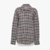 Ontspannen cocoon-shacket in blauw-rood geruit Ontspannen cocoon-shacket in blauw-rood geruit