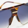 Oversized montuur van metaal en acetaat in Gold Havana Oversized montuur van metaal en acetaat in Gold Havana