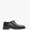 Platte veterschoen van zwart leer Platte veterschoen van zwart leer