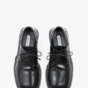 Platte veterschoen van zwart leer Platte veterschoen van zwart leer