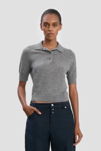 Poloshirt in grijs gemêleerd
