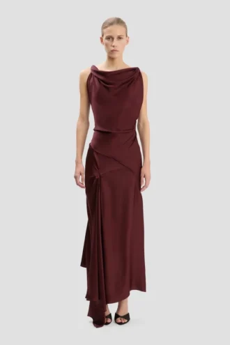 Posy midi-jurk in bordeaux