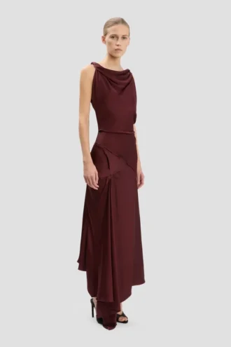 Posy midi-jurk in bordeaux
