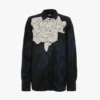 Pyjama-shirt met donkerblauwe bloemenprint