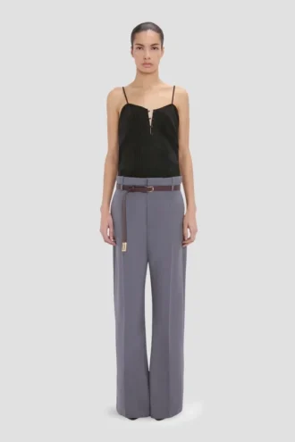 Rechte broek met omgeslagen pijpen in de kleur flint Rechte broek met omgeslagen pijpen in de kleur flint