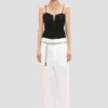 Rechte broek met omgeslagen zoom in gebroken wit