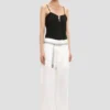 Rechte broek met omgeslagen zoom in gebroken wit