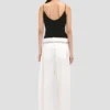Rechte broek met omgeslagen zoom in gebroken wit