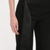 Satijnen broek met tailleband in zwart
