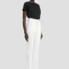 Slim-fit jeans met hoge taille in gewassen wit
