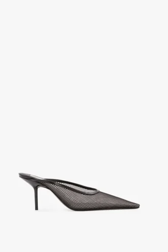 Sloane stiletto mule 75 in zwart mesh Sloane stiletto mule 75 in zwart mesh