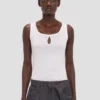 Split tanktop in wit Split tanktop in wit