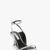 The Victoria versierde stiletto-sandaal 75 in magnesium satijn