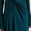 Twist-jurk met strakke taille in donkerblauwgroen