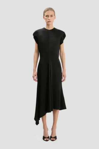 Twist Shoulder Dress in zwart