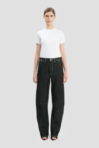 Twisted slouch-Jeans in gewassen zwart