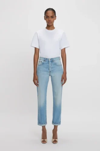 Victoria-jeans in lichtblauwe wassing